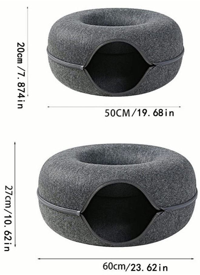 Round Donut Cat Track Bed, Semi-Enclosed Detachable Cat Track Bed, Suitable for All Small and Medium-Sized Cats, Dogs, Comfortable and Cozy Cat Litter
