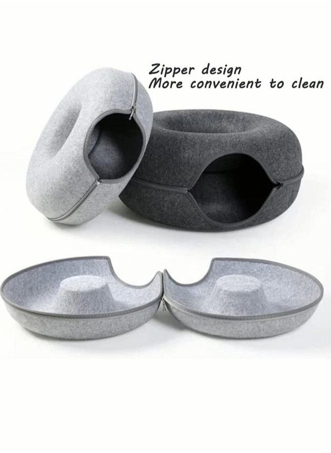 Round Donut Cat Track Bed, Semi-Enclosed Detachable Cat Track Bed, Suitable for All Small and Medium-Sized Cats, Dogs, Comfortable and Cozy Cat Litter
