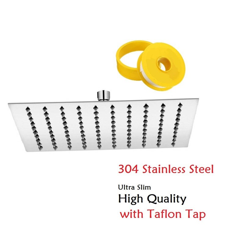 MLD MLD Premium Ultra Slim 12 x 12 Inch Square Stainless Steel Rain Shower Head,FREE TAFLON TAP - Image 5