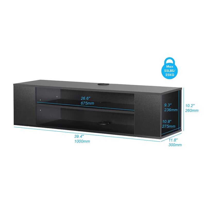 Fitueyes floating tv unit cabinet, wall mounted tv shelf with 4 storages for living room, entertainment center - Image 3