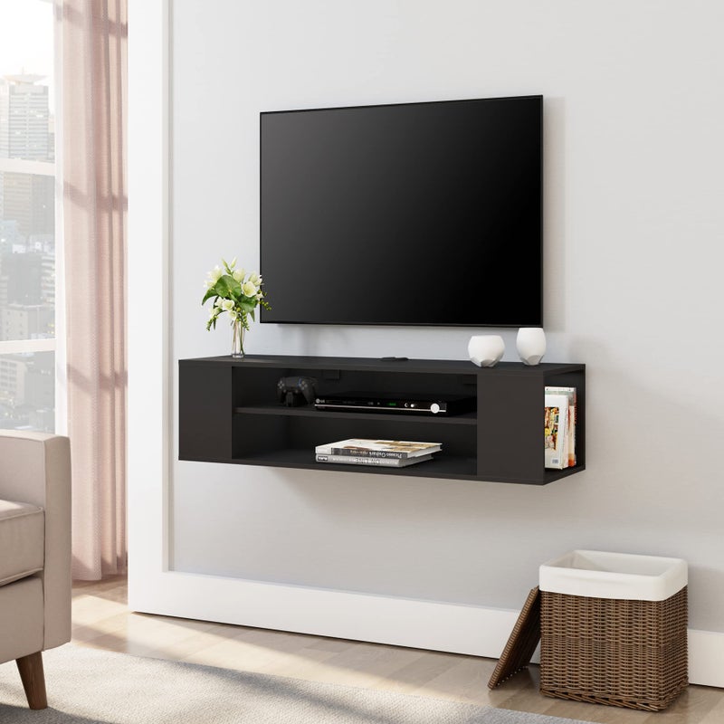 Fitueyes floating tv unit cabinet, wall mounted tv shelf with 4 storages for living room, entertainment center - Image 2