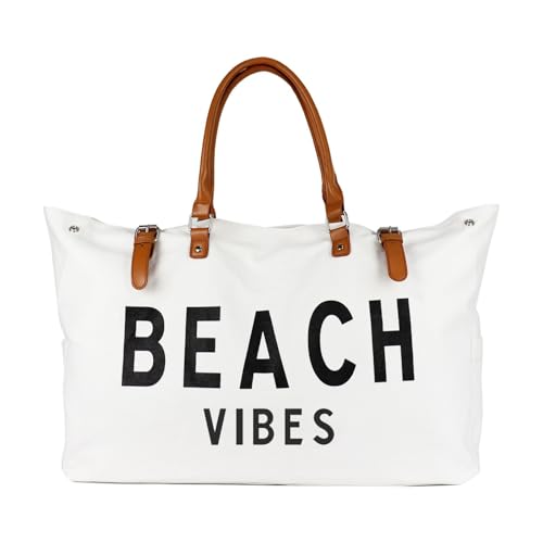 Lamyba Extra Large Beach Bag Tote, Waterproof & Sandproof, Packable Foldable Travel Totes for Summer Vacation, Beach Vibes - Image 1