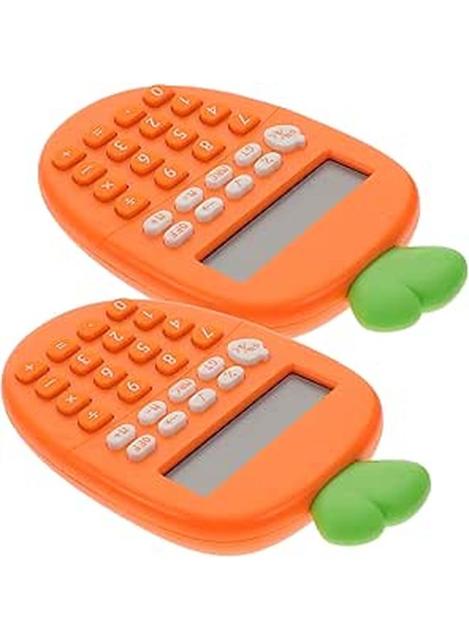 2Pcs Orange Carrot Shaped Mini Calculator Portable Financial Accounting For Students Office - Image 1