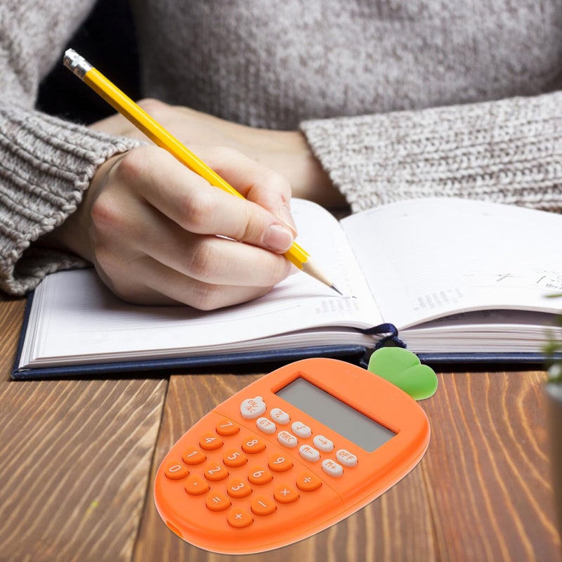 2Pcs Orange Carrot Shaped Mini Calculator Portable Financial Accounting For Students Office - Image 5