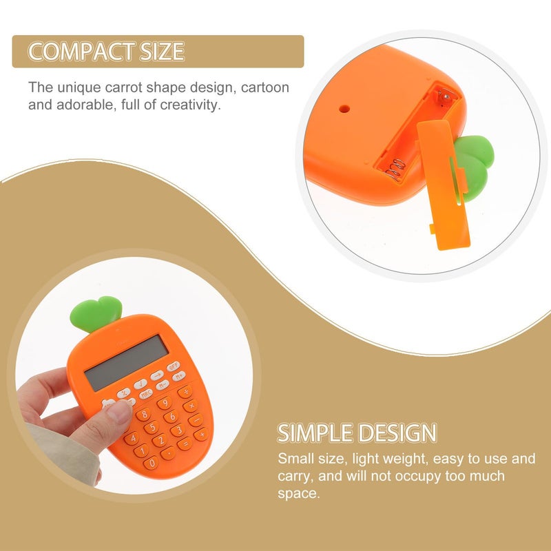 2Pcs Orange Carrot Shaped Mini Calculator Portable Financial Accounting For Students Office - Image 4