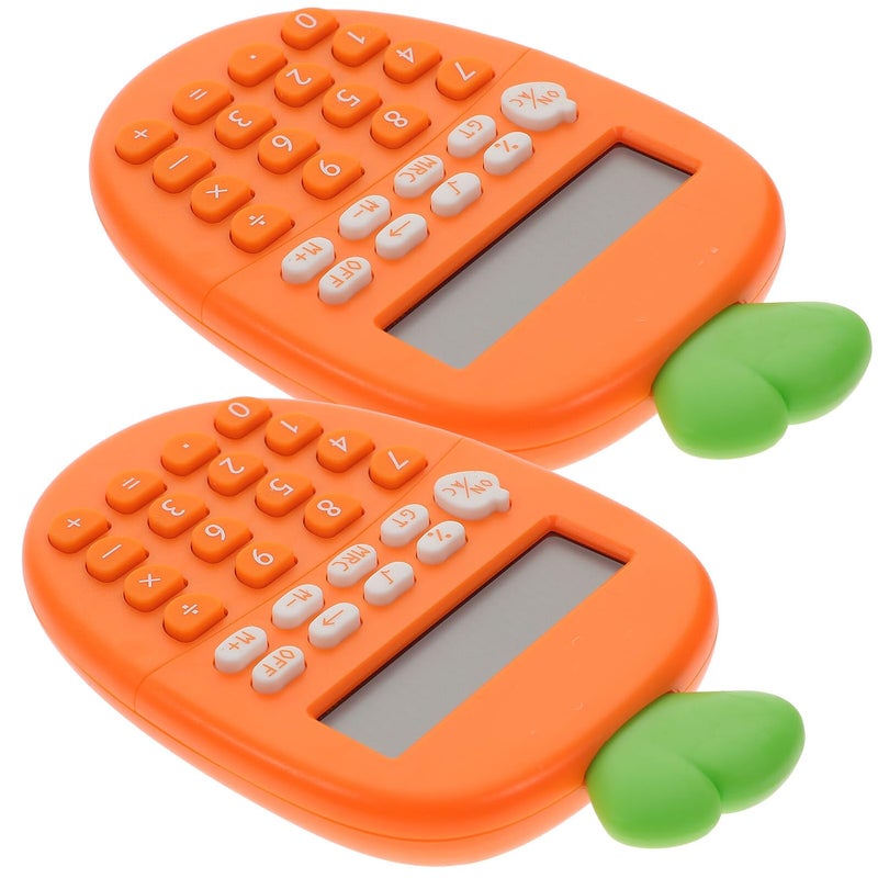 2Pcs Orange Carrot Shaped Mini Calculator Portable Financial Accounting For Students Office - Image 2