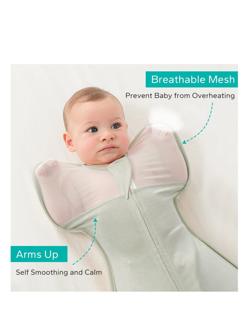 Baby Sleep Sack, Newborn Transitional Swaddle Arms Up Swaddle, 1.0 Tog Organic Cotton 2 Way Zipper, for Infant Boy Girl (Green, Size M, 3-6 Months) - Image 3