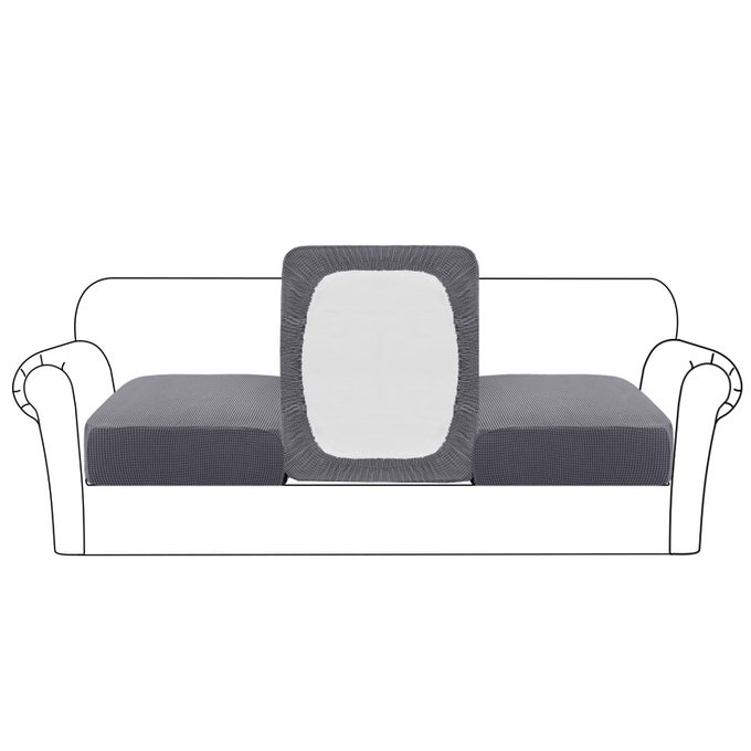 3 PIECE COUCH CUSHION SOFA SLIPCOVERS INDIVIDUALLY SOFA SEAT CUSHION COVERS FOR 3 CUSHION COUCH SOFA SEAT CUSHION COVERS WITH ELASTIC BOTTOM CHARCOAL GRAY