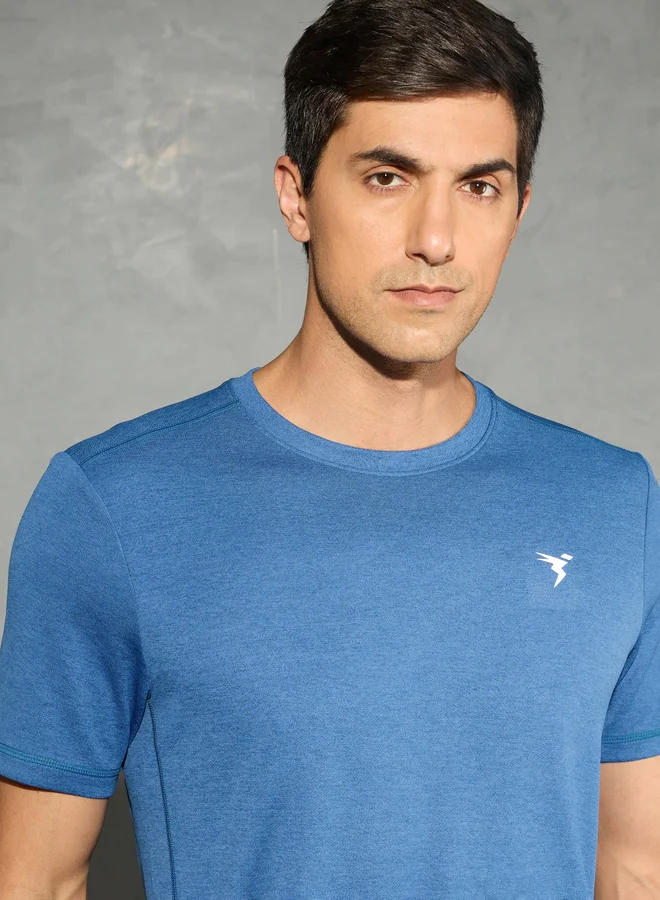Technosport Technosport Men Solid Slim Fit Crew Neck T-Shirt