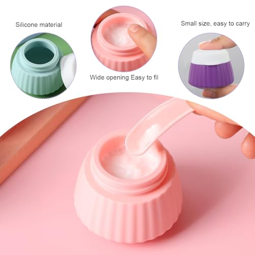 MAYCREATE® 8Pcs Toiletries Travel Bottle,90ml Silicone Travel Bottles with 40ml Face Cream Jars,Upgraded Leakproof Refillable Toiletries Bottles for Lotions Shampoo Accessories - Image 4