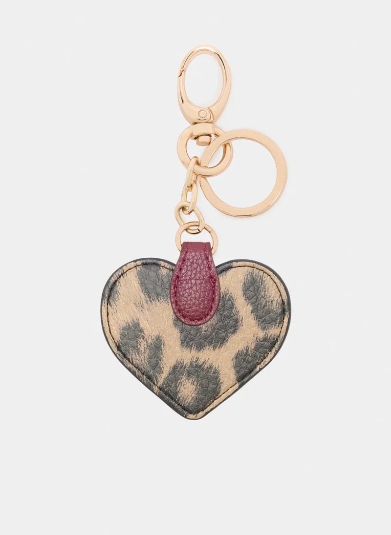 Liu Jo Keyring with animal-print heart