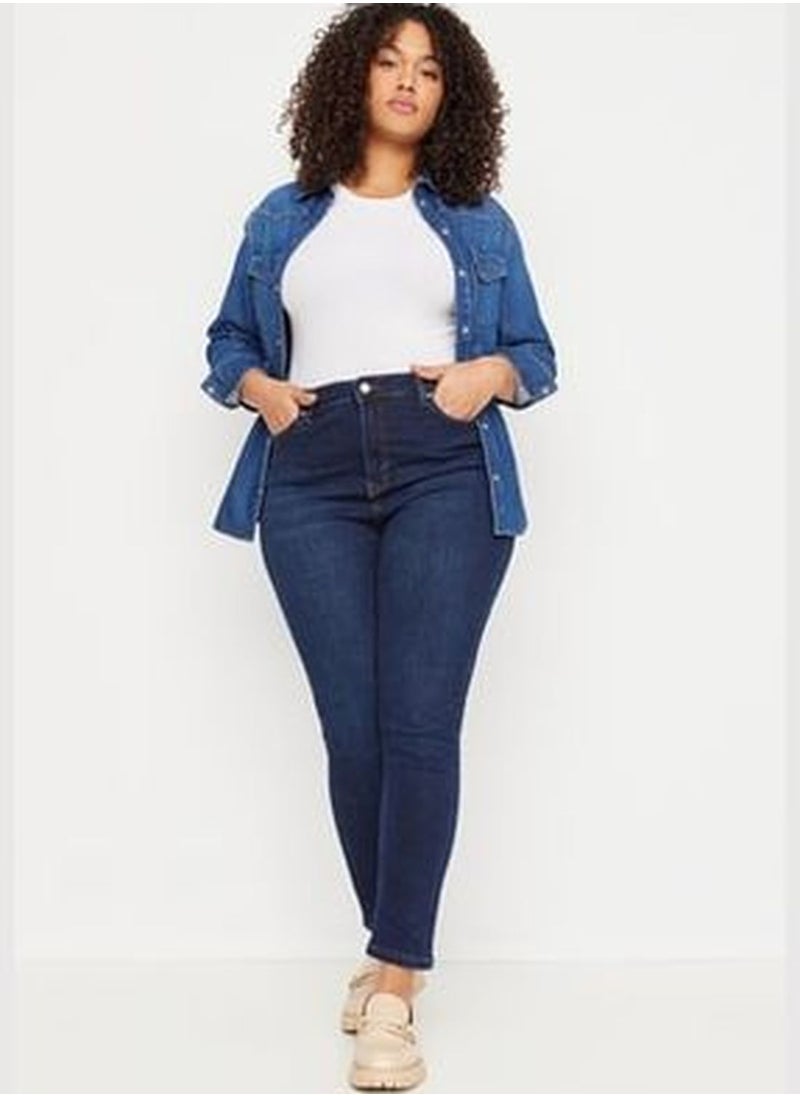 trendyol Dark Blue High Waist Stretchy Skinny Jeans  - Image 3