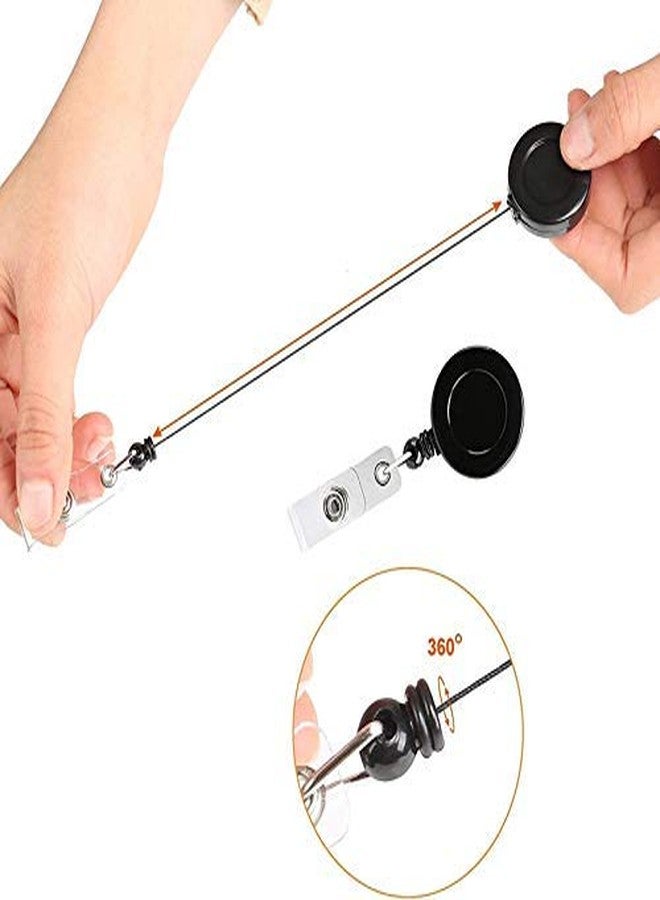 FEDUS I.D. Card Retractable Holder Badge Yo Yo Clip [Pack of 5] (Black) - Image 2