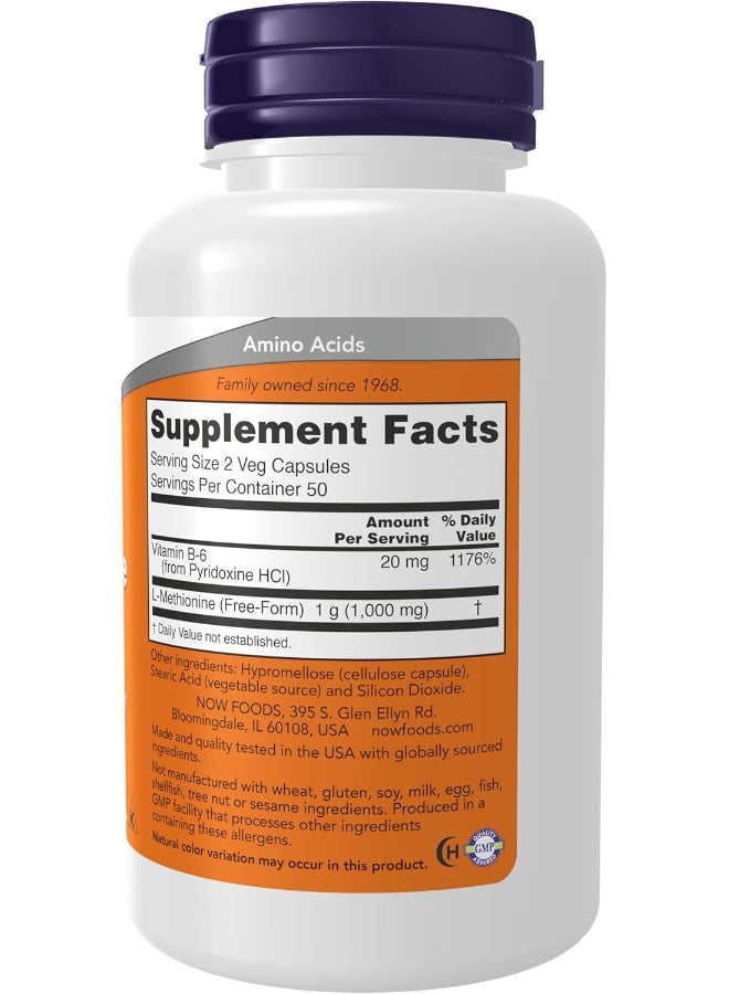 now L-Methionine 500 mg Capsules for Adults - Image 2