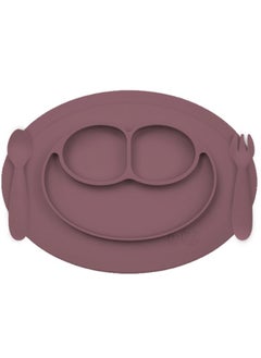 ezpz Mini Baby Feeding Set - Baby Led Weaning - 100% Silicone Silicone Baby Feeding Set, Plate, Fork & Spoon For Infants + Toddlers - Mauve  - Image 1