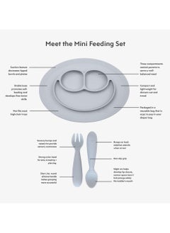 ezpz Mini Baby Feeding Set - Baby Led Weaning - 100% Silicone Silicone Baby Feeding Set, Plate, Fork & Spoon For Infants + Toddlers - Mauve  - Image 4