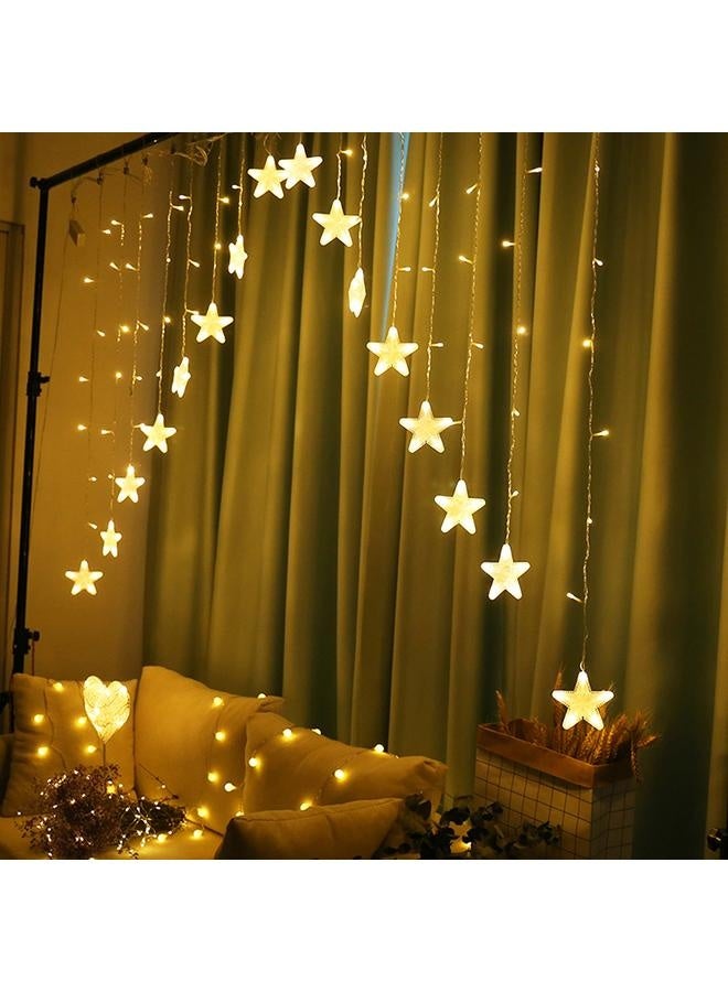 NIBEMINENT LED Star Curtain Lights 8 Modes LED Fairy String Light for Christmas Wedding Party Festivals Home Garden  - Image 1