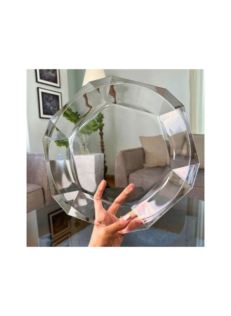NUDE - Nude Round Server Cake and Fruit Plate (32cm)-Reflection-Crystal Glass-Turkey Made - Image 1