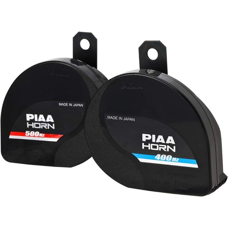 Piaa 85114 Slim Line 112Db 400Hz and 500Hz Twin Tone Sports Horn Kit for All Vehicles Black