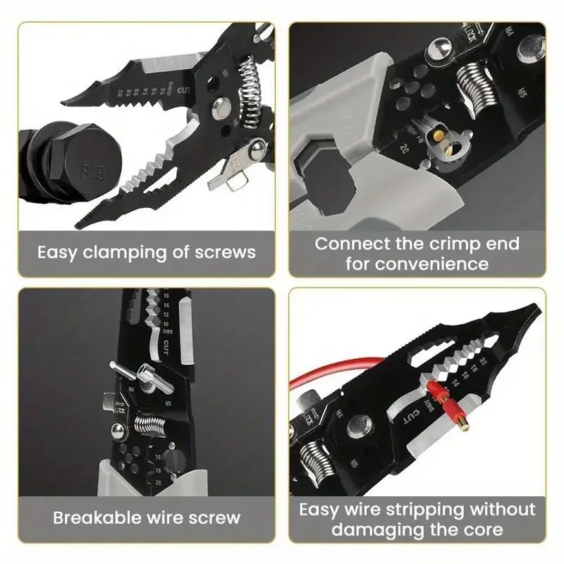 FARIOX Multifunctional Wire Cutter StripperUniversal Automatic Electrical Wire StrippersChromium Vanadium Steel Cutting Crimping for ElectricianStainless Puller Plier Cable Looping Splitting - Image 5