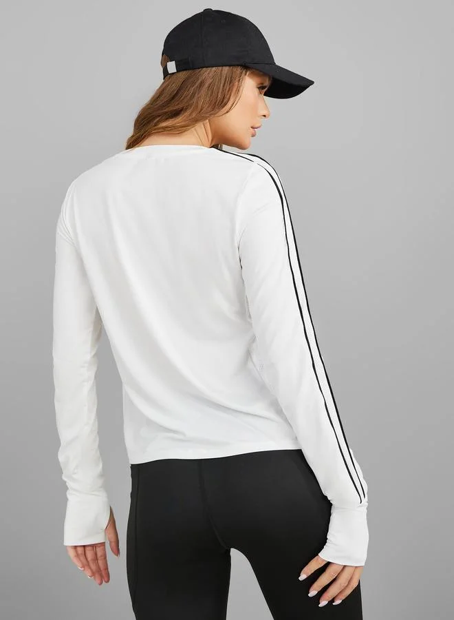 Styli Active  Double Arm Stripe Detail Thumbhole Long Sleeve Top for Women | Best Price UAE