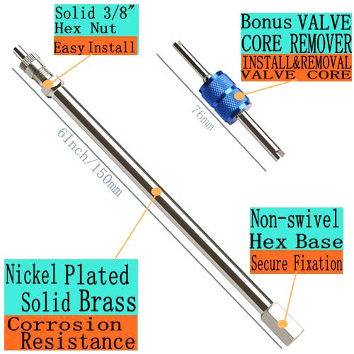 Z&D Valve Aracey 6 Inch Dually Valve Stem Extenders,Set of 2Pcs,Heavey Duty,150mm Straight Metal Dual Wheel Valve Stem Extensions for Truck Tires, RV Tires, Motorhome, Coach, Pickup, Motorcycle, Bike, Trailer - Image 2