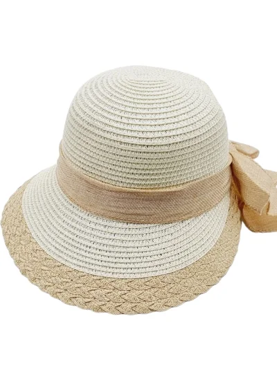 تيزجيلسين Women's Bow Organic Straw Summer Hat