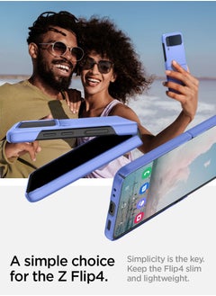 Spigen غطاء حماية Air Skin لهاتف Samsung Galaxy Z Flip 4 (2022) - أزرق كورن فلاور  - Image 3