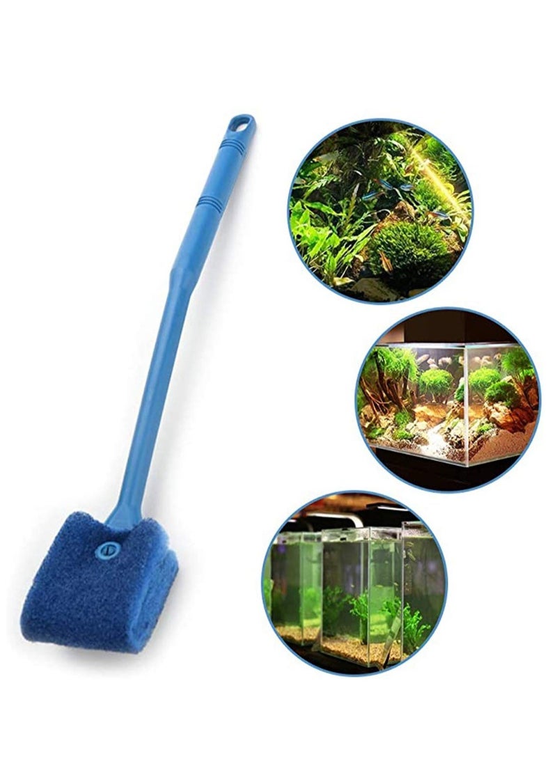 SYOSI Aquarium Fish Tank Cleaning Brush Blue Long Handle Double Sided Sponge Brush Algae Scraper for Acrylic Glass Aquariums Glass Cleaner Algae Remover Cleaning Brush  - Image 5