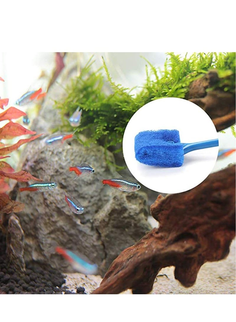 SYOSI Aquarium Fish Tank Cleaning Brush Blue Long Handle Double Sided Sponge Brush Algae Scraper for Acrylic Glass Aquariums Glass Cleaner Algae Remover Cleaning Brush  - Image 4