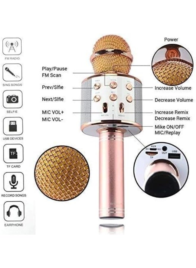 Wireless Mic Advance Handheld Wireless Singing Mike Multi-Function Bluetooth Karaoke Mic with Microphone Speaker for All Smart Phone (Multicolor- Colour May Vary) - Image 4