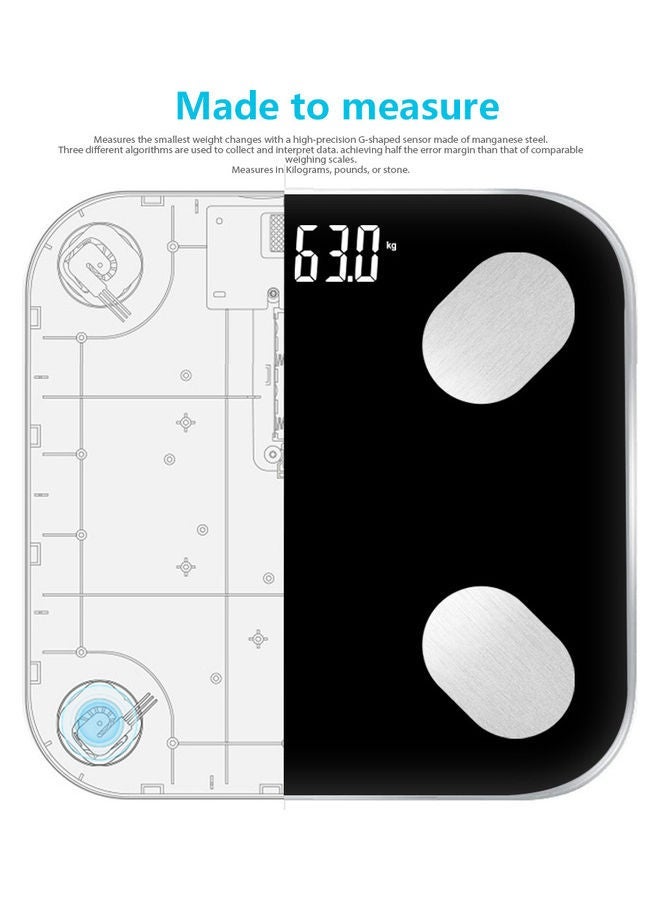 JAJEEK Multi-Functional Body Fat Scales Home Use Intelligent BT Electronic Weight Scale Black 26 x 26 x 2cm  - Image 5
