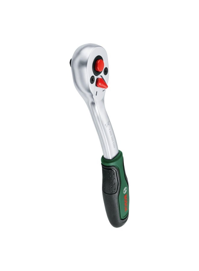 Bosch 1/4" Drive Ratchet High Torque 93Nm, Compact Ergonomic Design & Fine 72-Tooth Gear