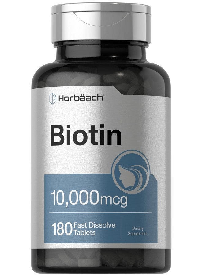 Horbäach Biotin 10000mcg | 180 Fast Dissolve Tablets | Beauty Formula | Vegetarian Supplement | Non-GMO, Gluten Free - Image 1