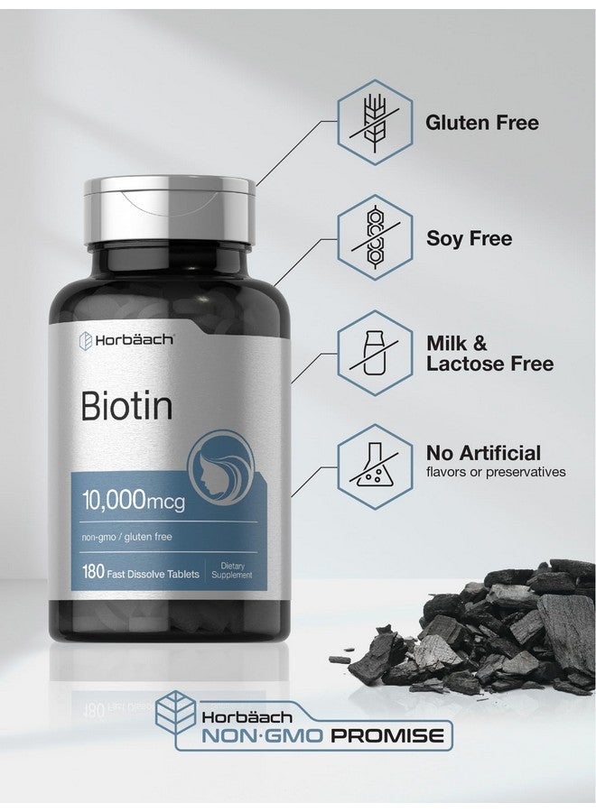 Horbäach Biotin 10000mcg | 180 Fast Dissolve Tablets | Beauty Formula | Vegetarian Supplement | Non-GMO, Gluten Free - Image 4