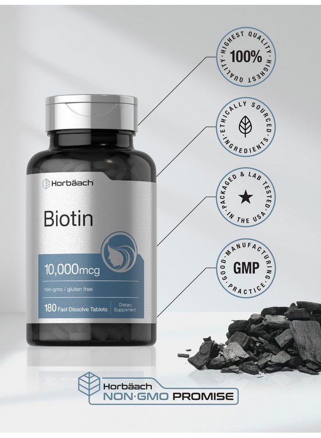 Horbäach Biotin 10000mcg | 180 Fast Dissolve Tablets | Beauty Formula | Vegetarian Supplement | Non-GMO, Gluten Free - Image 5