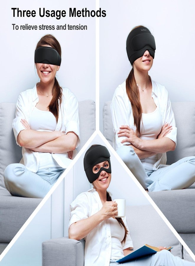 LeArex Migraine Relief Cap with Gel Eye Mask, Headache Relief Cap Ice Head Wrap Hot and Cold Therapy Hat, Gel Ice Cap for Headache Puffy Eyes Sinus and Tension Stress Relief (Black - Image 3