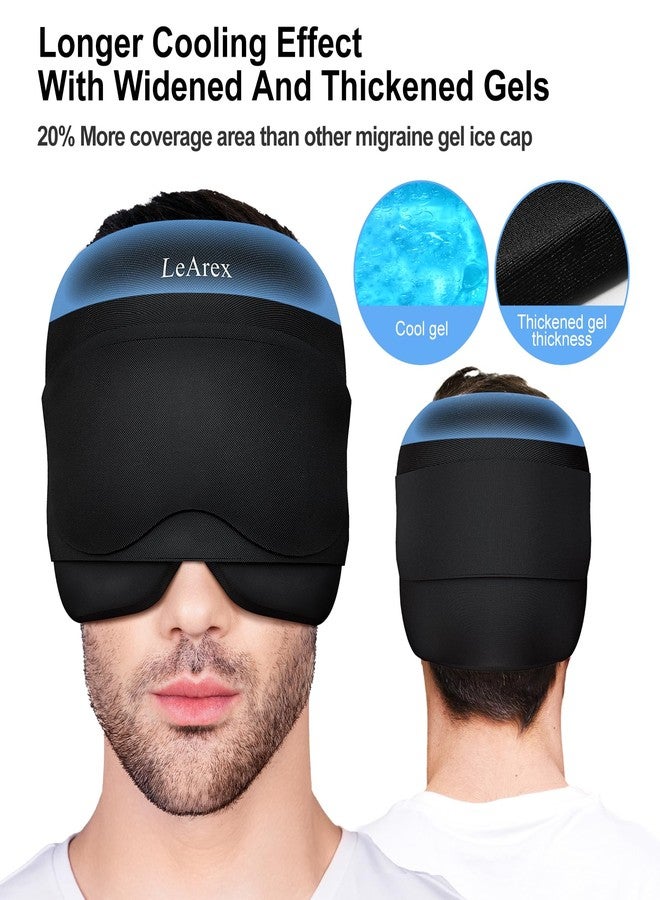 LeArex Migraine Relief Cap with Gel Eye Mask, Headache Relief Cap Ice Head Wrap Hot and Cold Therapy Hat, Gel Ice Cap for Headache Puffy Eyes Sinus and Tension Stress Relief (Black - Image 4