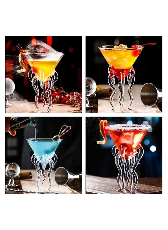 Glass Goblet, SYOSI 2 Pcs Octopus Shape Glass Creative Glass Goblet, Novelty Drink Cup Clear Dessert Ice Cream Juice Cup Decoative Glass Cup for Home - Image 2