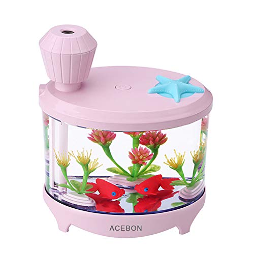 ACEBON Portable Mini Humidifier 460ml Cool Mist Small Humidifier USB Quiet Operation Desktop Humidifiers for Baby Bedroom Travel Office Home 2 Mist Modes Pink
