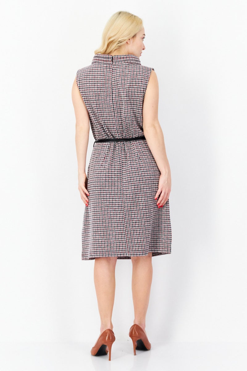 Zero Women Textured Tie Waist Midi Dress, Multicolor - Image 4