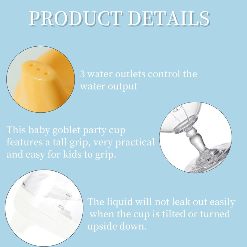 Goaste كوب سبيبي للأطفال 4 عبوات 7 أونص بلاستيك كأس نبيذ فاخرة مع غطاء لمشروبات الأطفال فوق 3 سنوات في حفلات عيد الميلاد بألوان متنوعة - Image 5