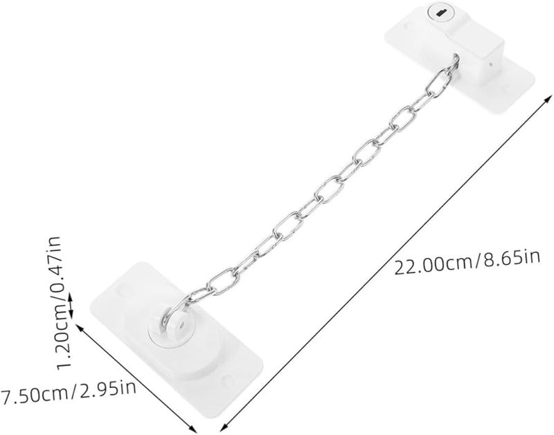 White Childproof Window Lock Chain No Drill Easy Installation Prevents Falls For Kids Pets - Image 3