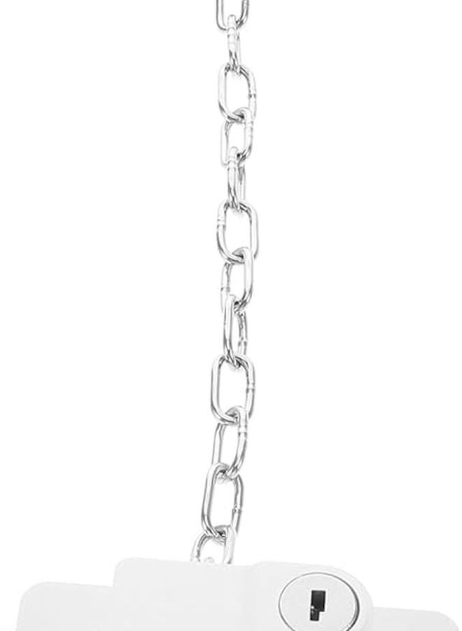 White Childproof Window Lock Chain No Drill Easy Installation Prevents Falls For Kids Pets - Image 2