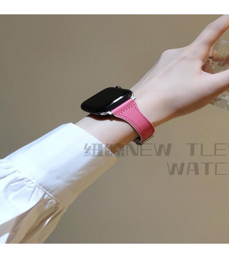 Silicone Magnetic Closure Folding Strap For Apple Watch 42 44 45 49 46mm Gray Synthetic Leather Accessory - Image 4