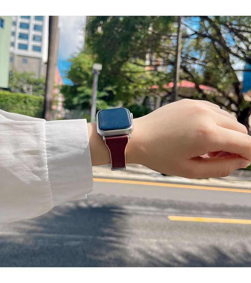 Silicone Magnetic Closure Folding Strap For Apple Watch 42 44 45 49 46mm Gray Synthetic Leather Accessory - Image 1