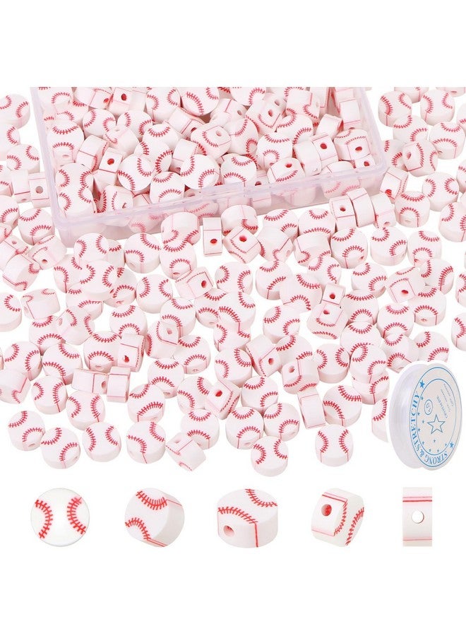 EVERMARKET 100pcs Baseball Polymer Clay Bead, American Football Bead DIY Beads for Necklace Bracelet Jewelry Handmade Jewelry Making Accessories Supplies (White Baseball) - Image 1