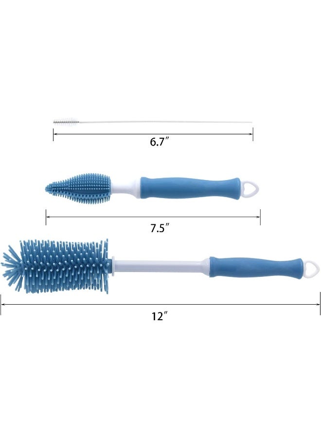 Auerllcy Silicone Cleaning Brush, 12" Long Handle Water Bottle Cleaner for Baby, Sports, Vase, Glassware, and Smaller Diameter Openings - Image 2