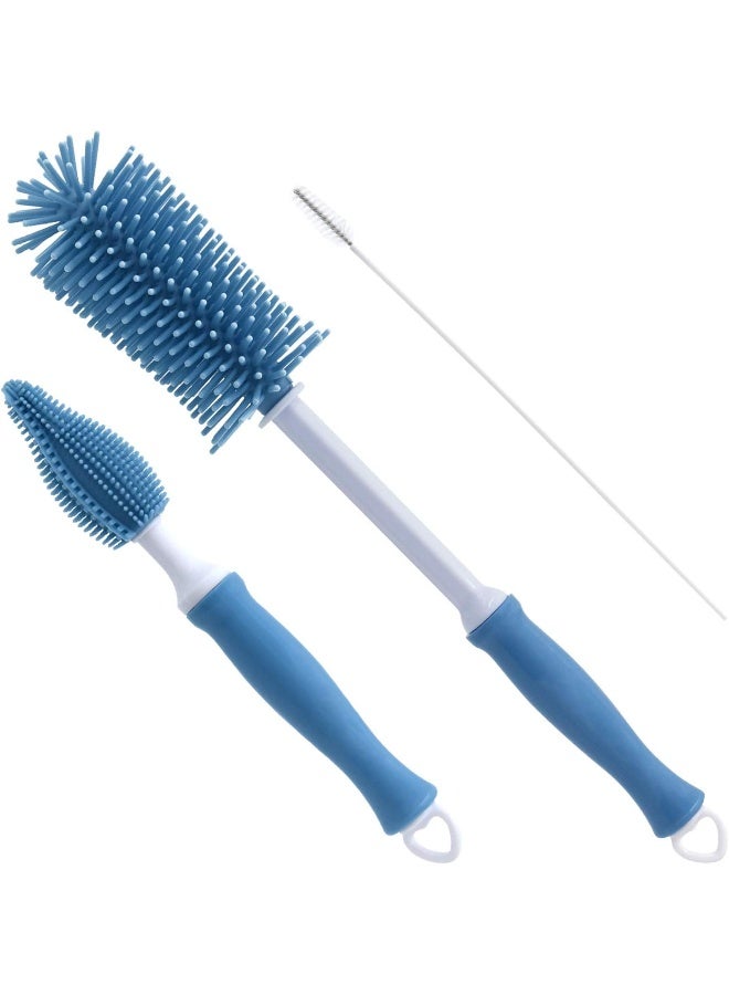 Auerllcy Silicone Cleaning Brush, 12" Long Handle Water Bottle Cleaner for Baby, Sports, Vase, Glassware, and Smaller Diameter Openings - Image 1