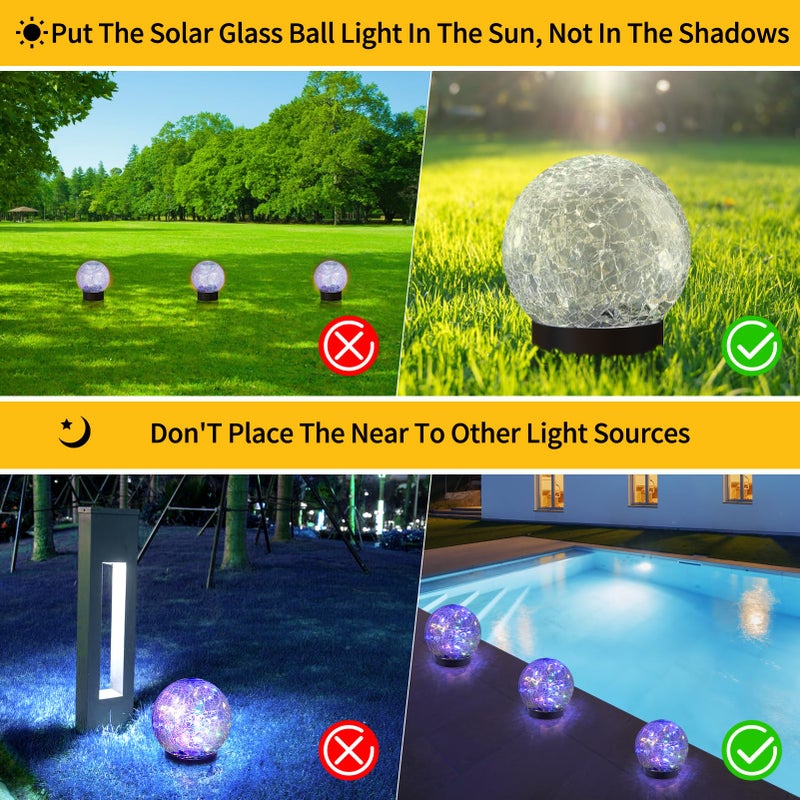 JKIMK Solar Globe Lights Outdoor Waterproof-Solar Balls for Garden-Cracked Glass Ball Lights Outdoor-Solar Orbs for Outside-Decorations for Patio and Yard Lawn Backyard Decor - Image 2